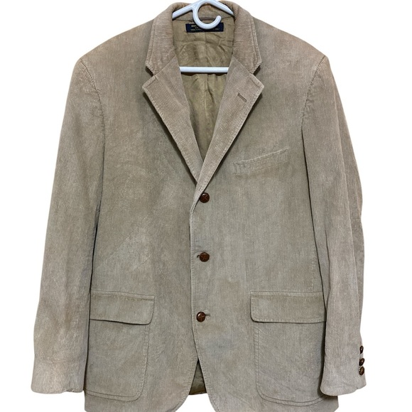 Mens Brooks Brothers Tan Corduroy Blazer with Knot Buttons, Flawed. 48R - Picture 1 of 15